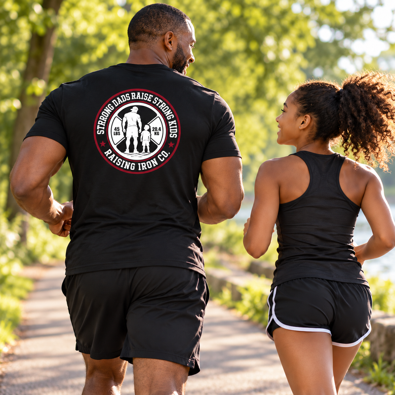 Strong Dads Legacy Tee — "Strong Dads Raise Strong Kids" Cotton Fitness T‑Shirt