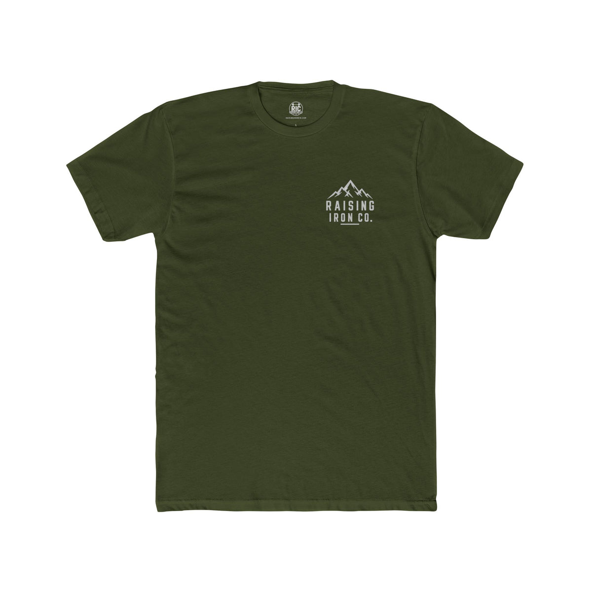 Raising Iron Co. Mountain Logo Tee — Strength Is More Than The Weight You Lift Cotton Fitness Tee