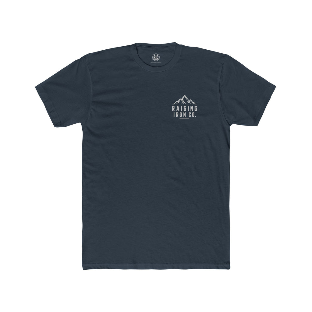 Raising Iron Co. Mountain Logo Tee — Strength Is More Than The Weight You Lift Cotton Fitness Tee