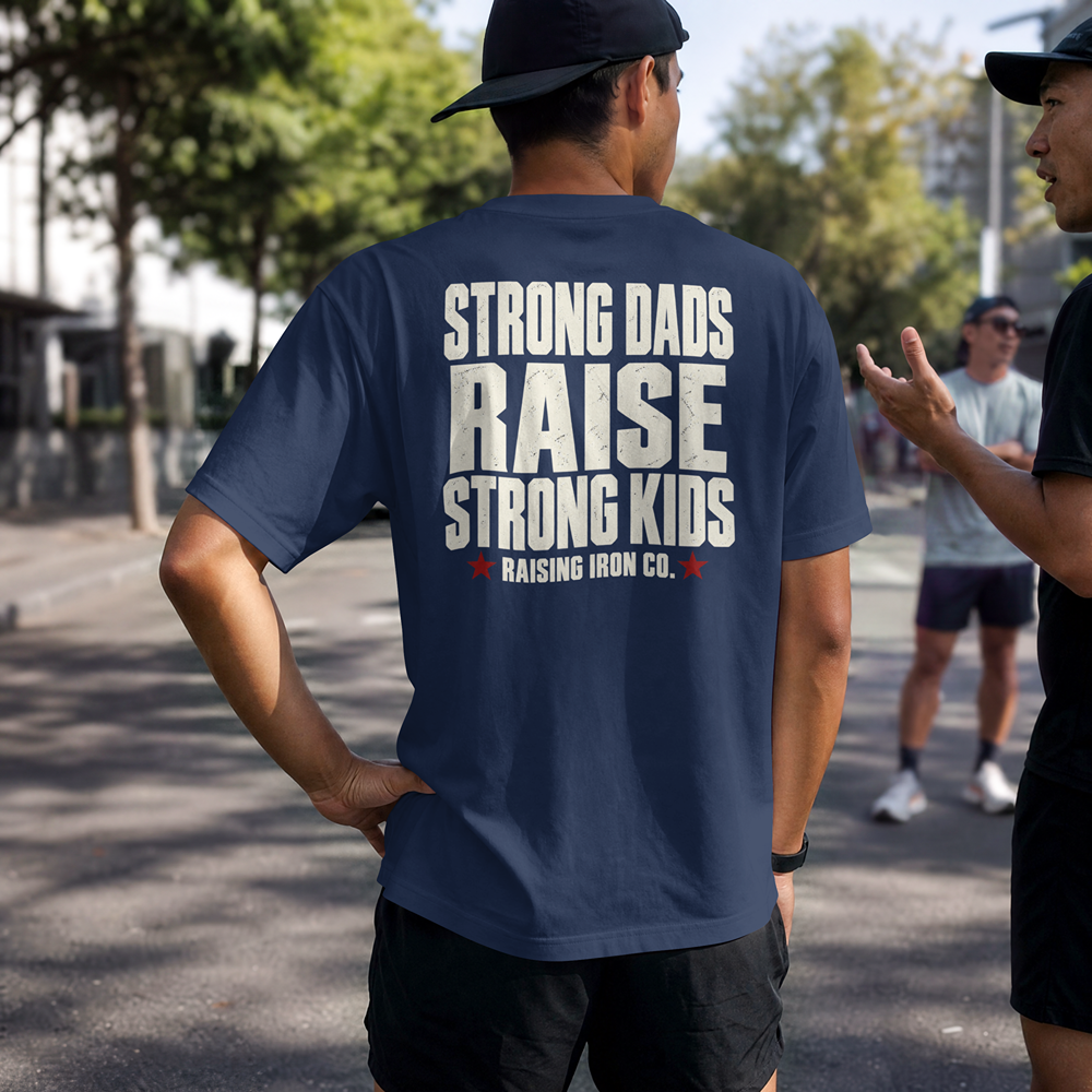 Strong Dads Raise Strong Kids - Bold Words, Solid Promise - Cotton Fitness T-Shirt
