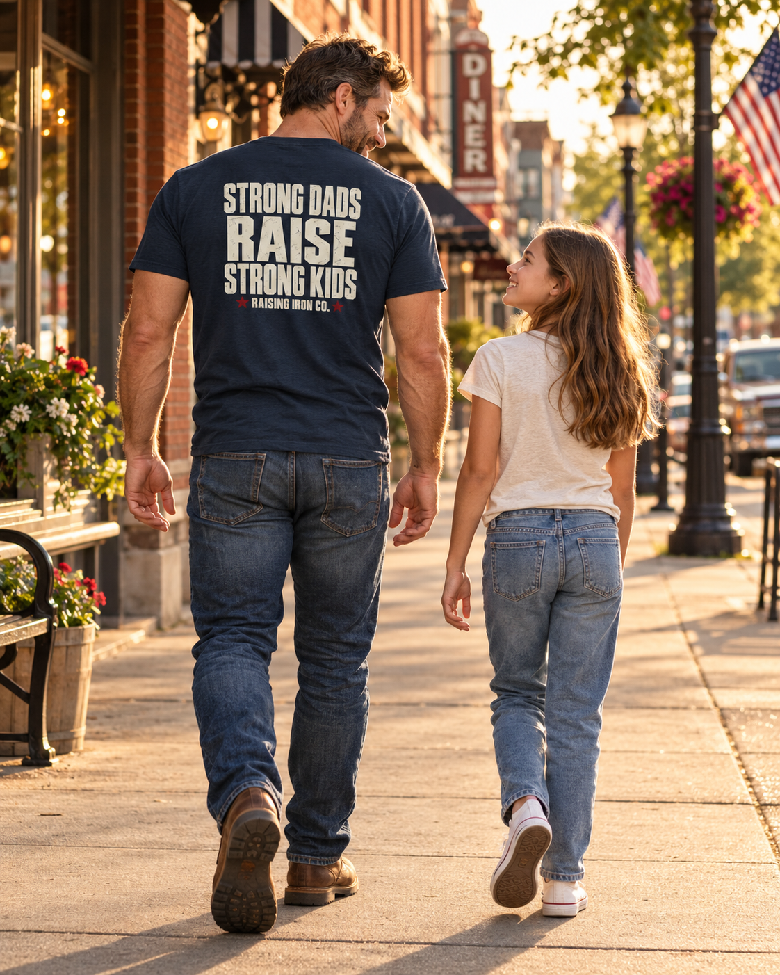 Strong Dads Raise Strong Kids - Bold Words, Solid Promise - Cotton Fitness T-Shirt