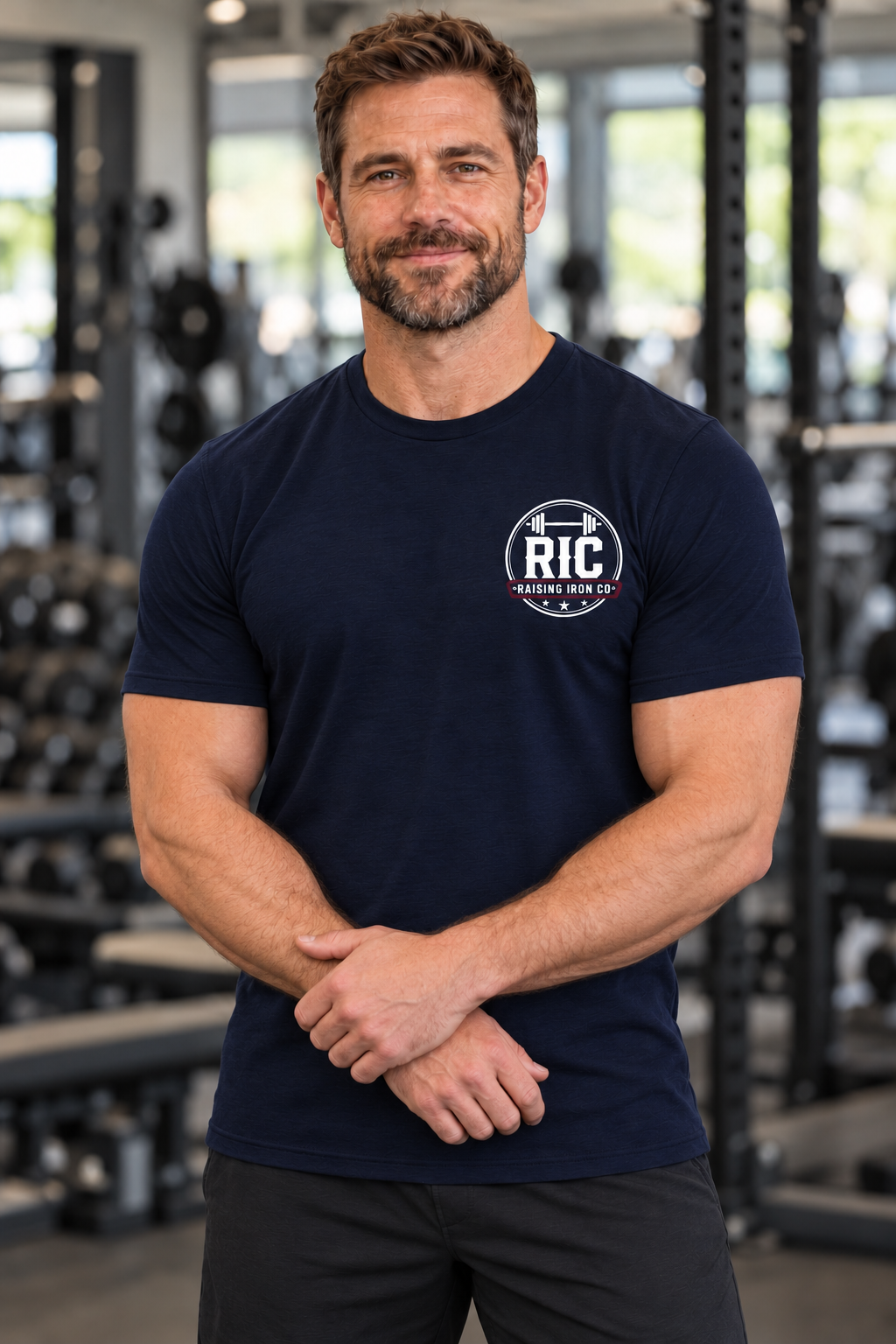 Raising Iron Co. Chest Logo Tee — Cotton Fitness T‑Shirt