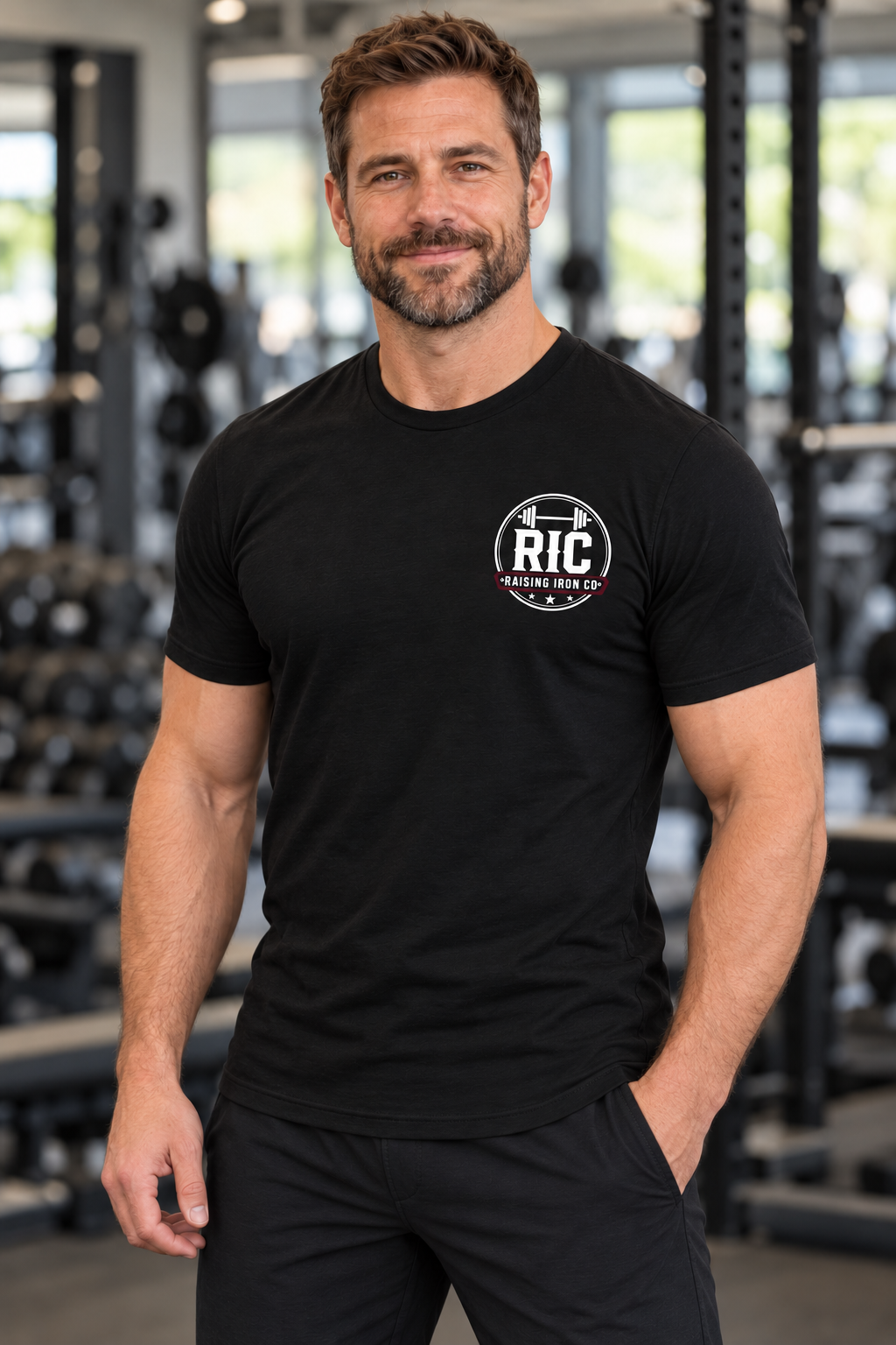 Raising Iron Co. Chest Logo Tee — Cotton Fitness T‑Shirt