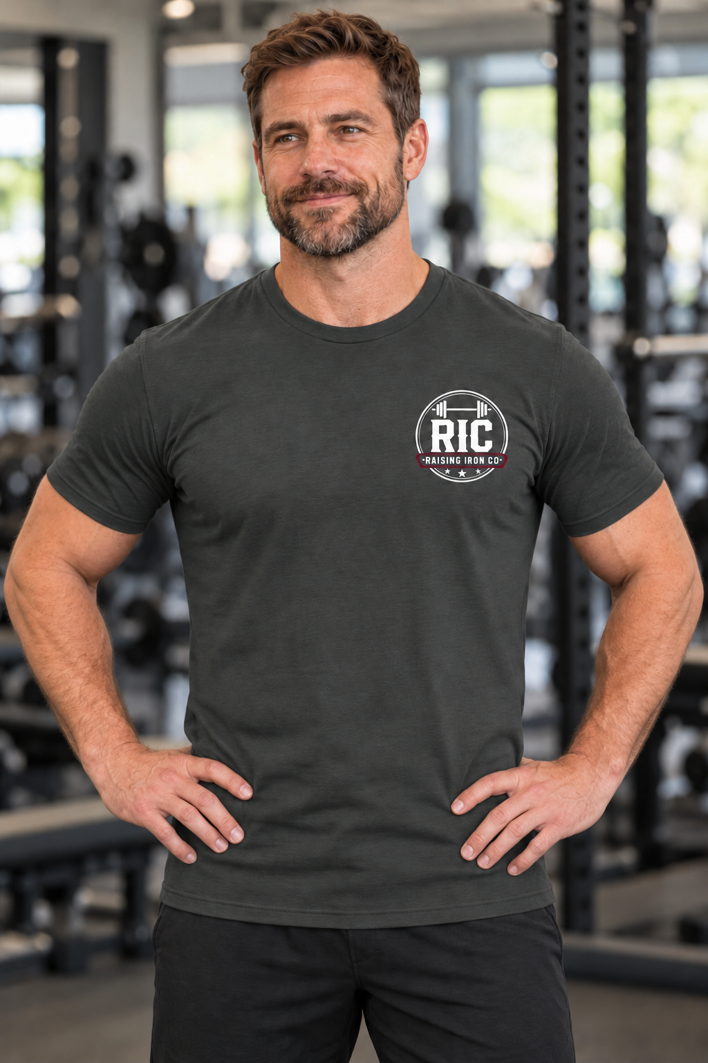 Raising Iron Co. Chest Logo Tee — Cotton Fitness T‑Shirt