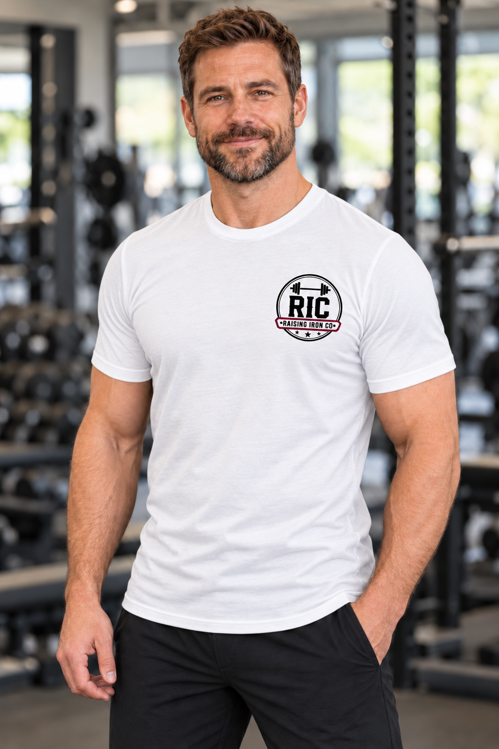 Raising Iron Co. Chest Logo Tee — Cotton Fitness T‑Shirt