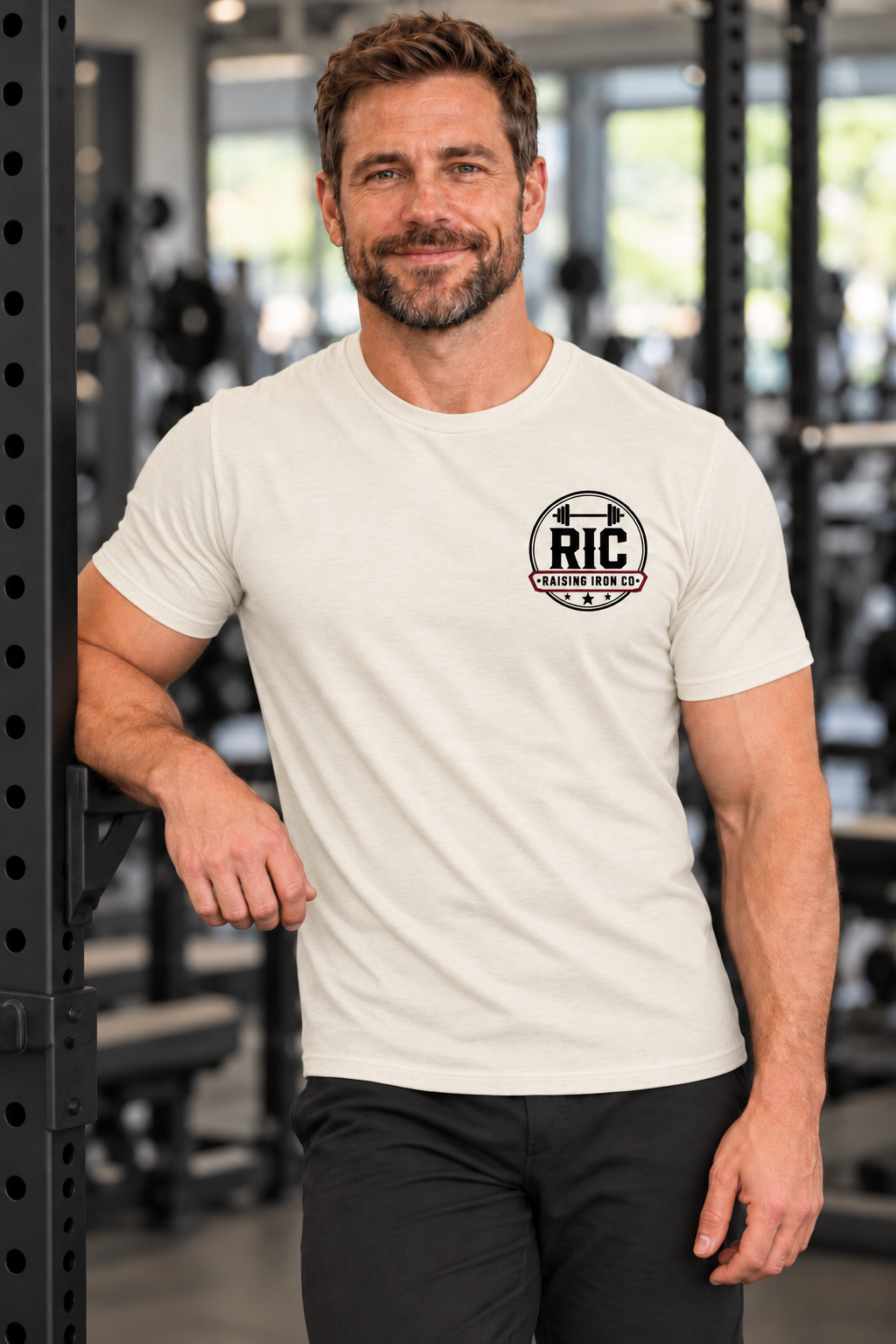 Raising Iron Co. Chest Logo Tee — Cotton Fitness T‑Shirt