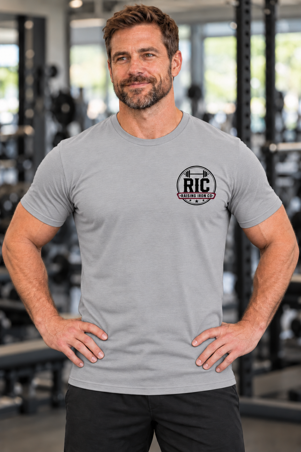Raising Iron Co. Chest Logo Tee — Cotton Fitness T‑Shirt