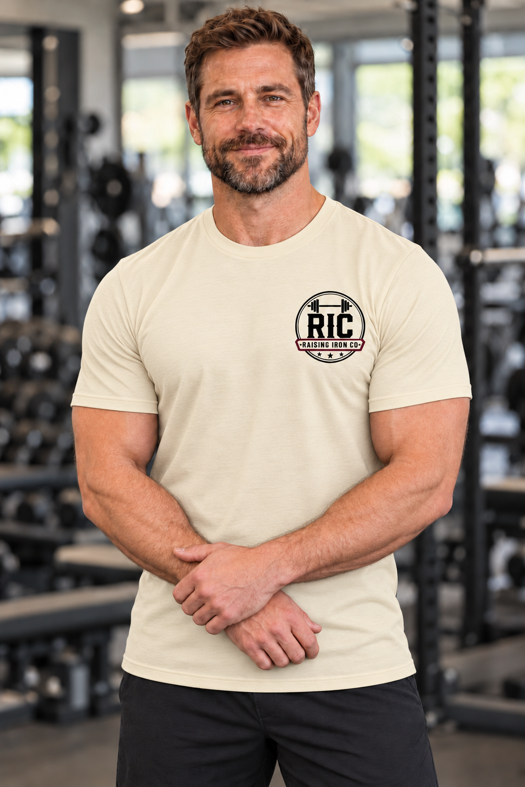 Raising Iron Co. Chest Logo Tee — Cotton Fitness T‑Shirt