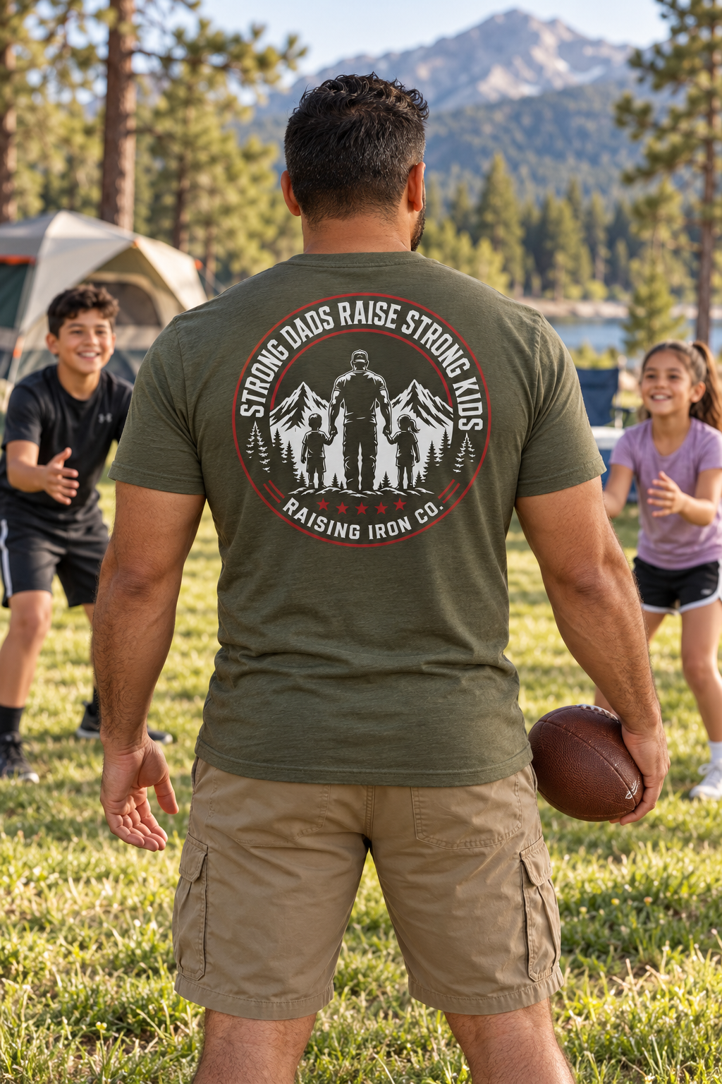 Strong Dads Mountain Tee — "Strong Dads Raise Strong Kids" Cotton Fitness T‑Shirt