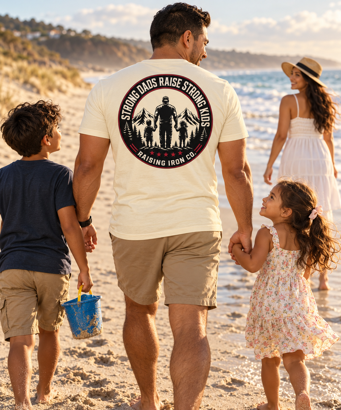 Strong Dads Mountain Tee — "Strong Dads Raise Strong Kids" Cotton Fitness T‑Shirt