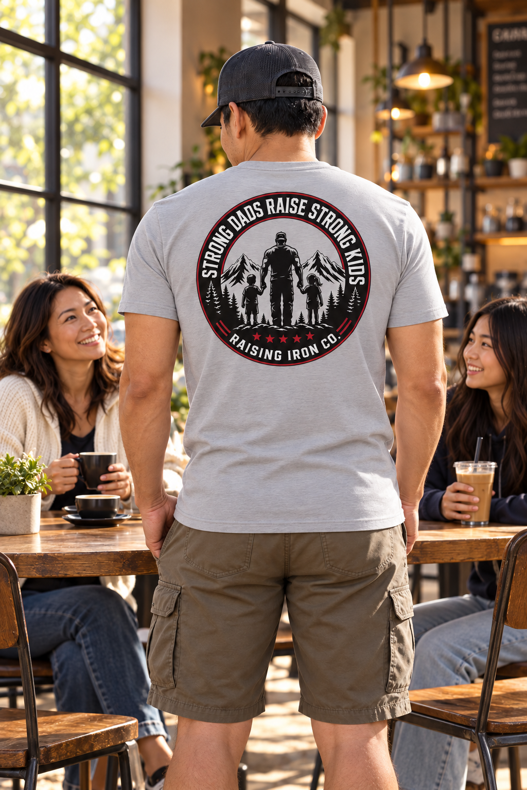 Strong Dads Mountain Tee — "Strong Dads Raise Strong Kids" Cotton Fitness T‑Shirt