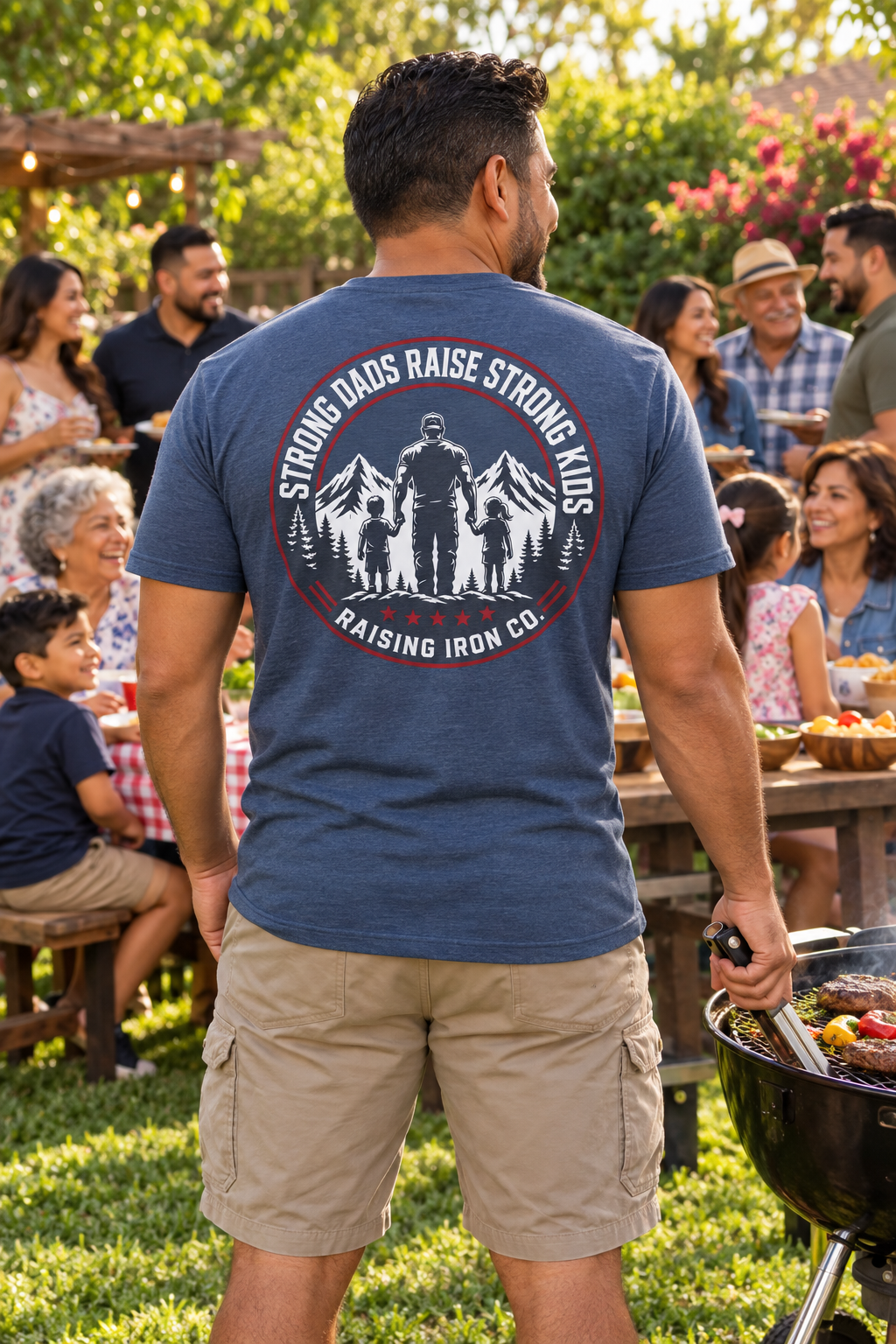 Strong Dads Mountain Tee - "Strong Dads Raise Strong Kids" Soft Blend Fitness Tee