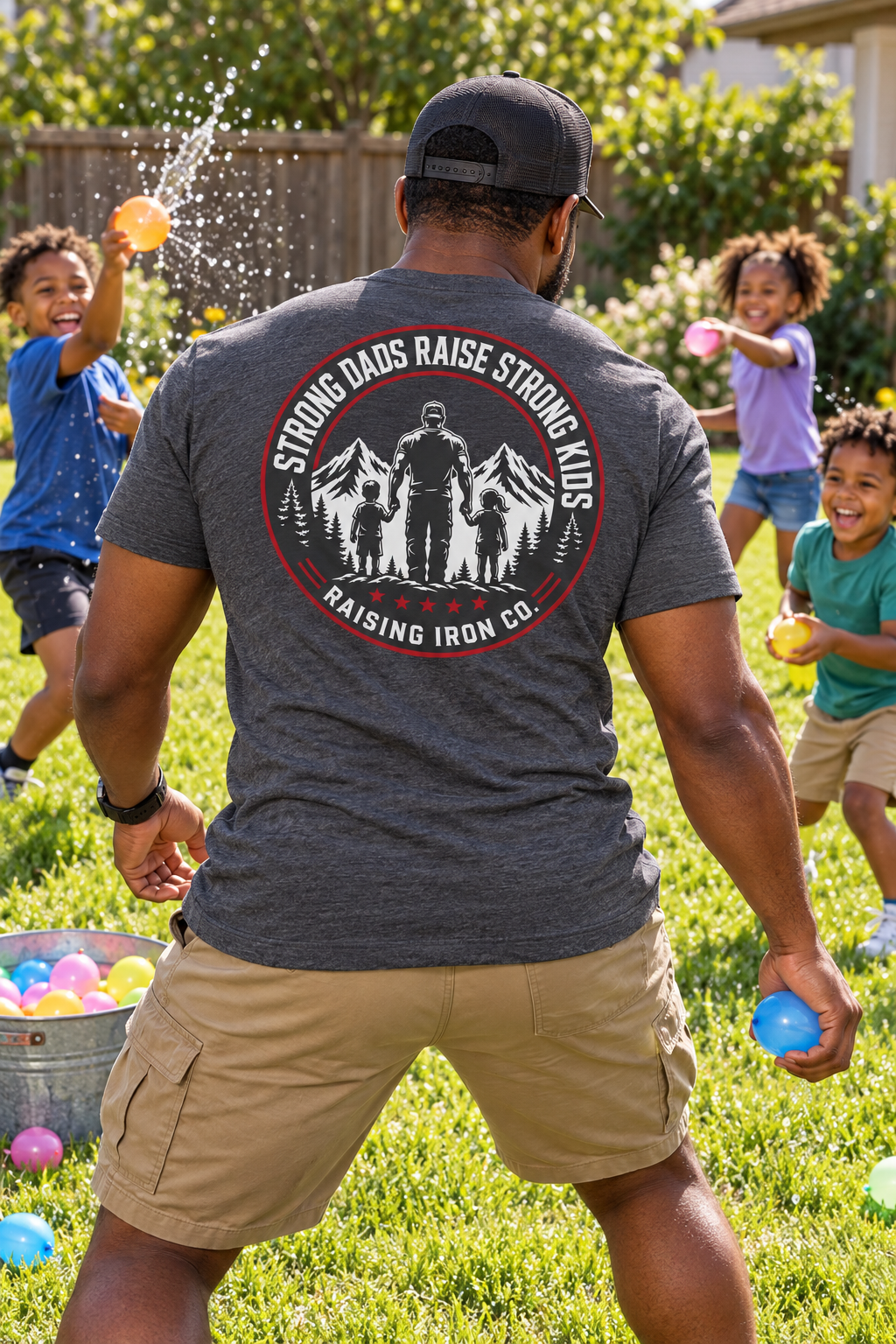 Strong Dads Mountain Tee - "Strong Dads Raise Strong Kids" Soft Blend Fitness Tee