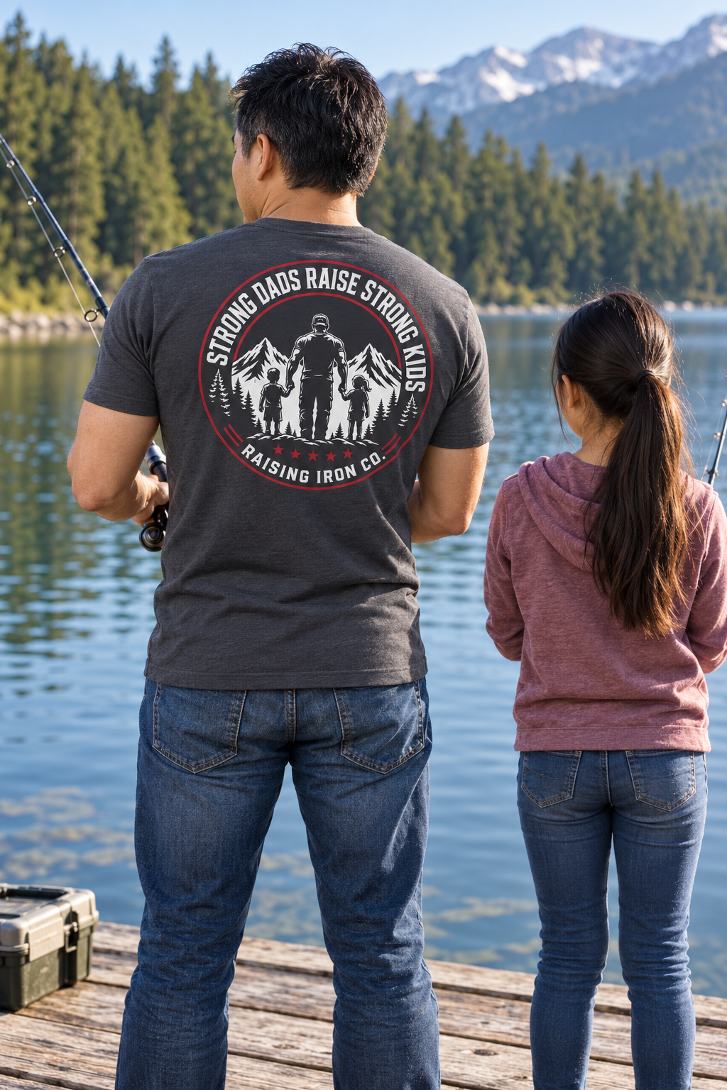 Strong Dads Mountain Tee - "Strong Dads Raise Strong Kids" Soft Blend Fitness Tee