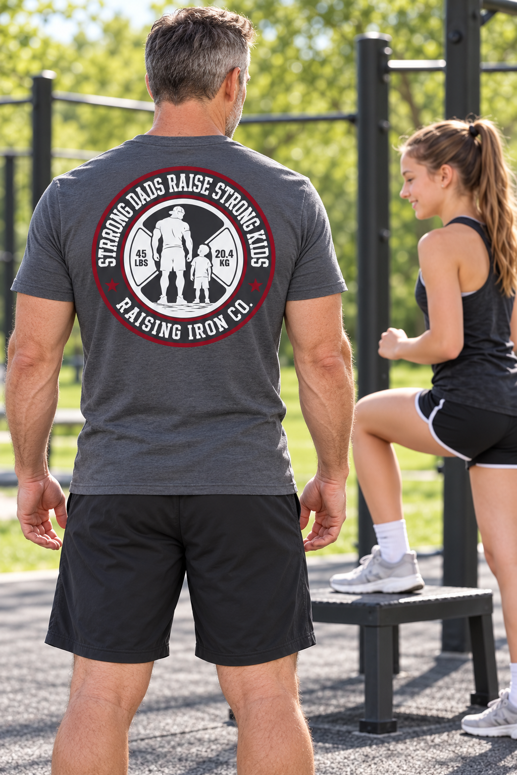 Strong Dads Legacy Tee — "Strong Dads Raise Strong Kids" Cotton Fitness T‑Shirt