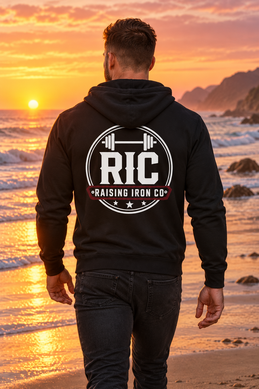 Raising Iron Co. Logo Lightweight Zip Hoodie