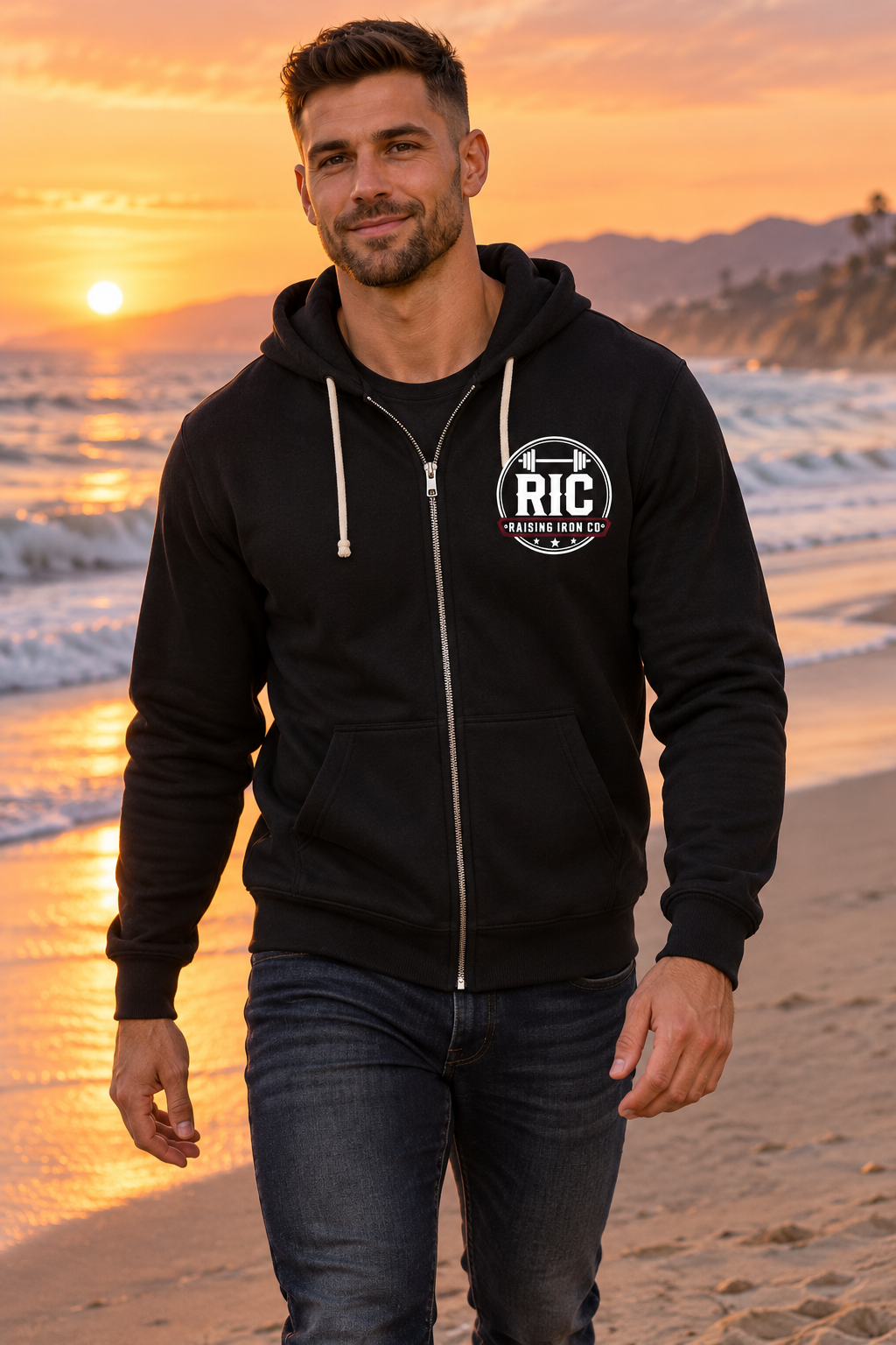 Raising Iron Co. Logo Lightweight Zip Hoodie